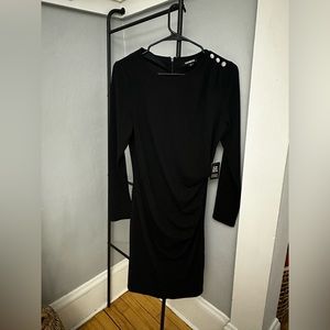 Express Black Dress, Long Sleeve, Rhinestones/Jewels on Shoulder, Size M